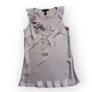 Susan Lewis Sleeveless Ruffle Top Pink Mauve Small
